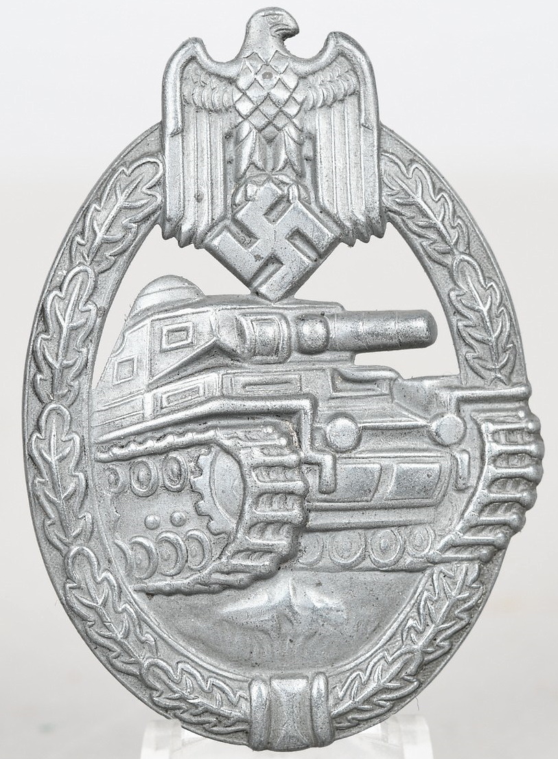 Panzer Assault Badge In Silver Un-marked B.H. Mayer