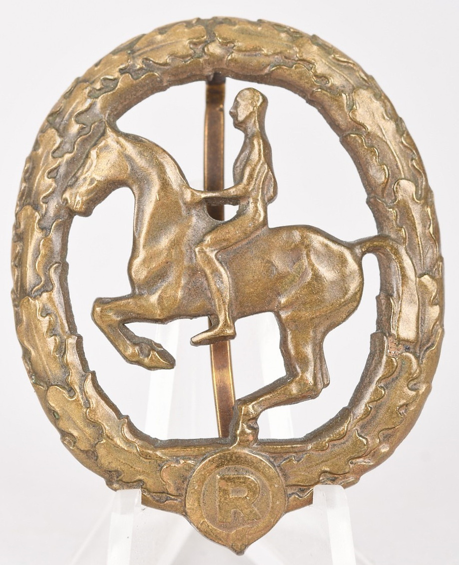 Riders Badge in Bronze Maker Marked Lauer