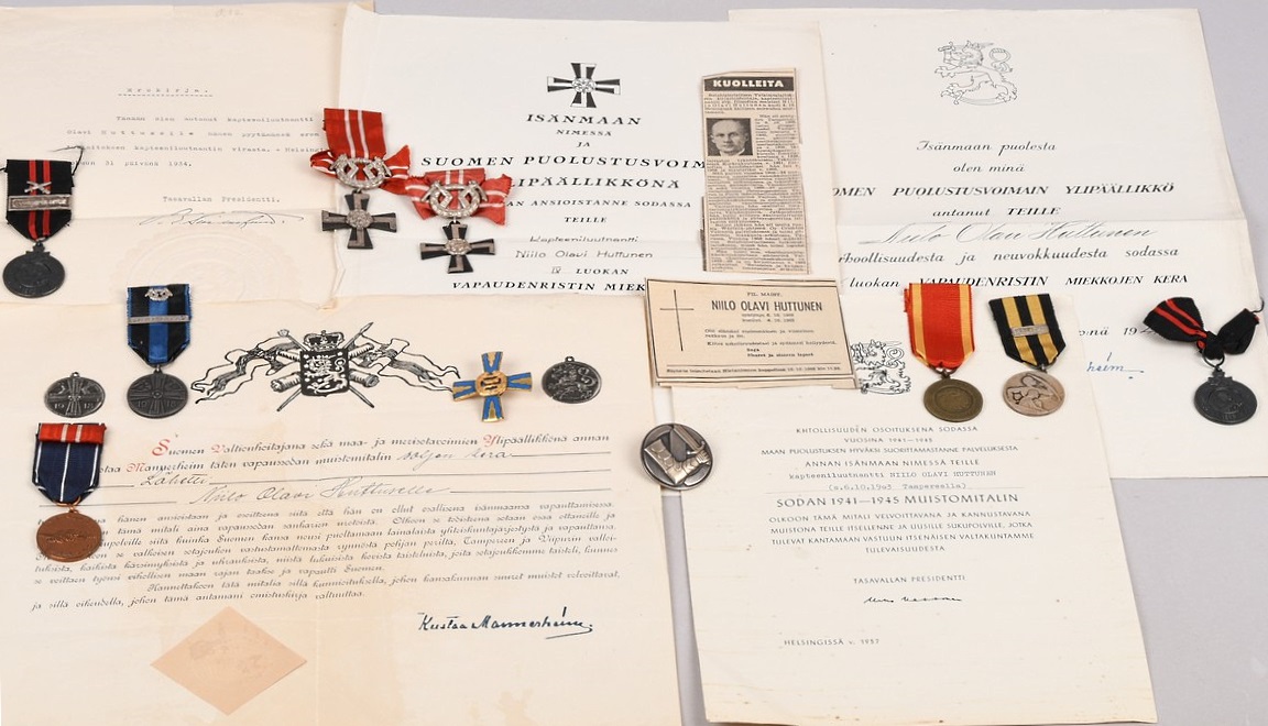 Medal And Document Grouping To Finnish WWII Officer Niilo Olavi