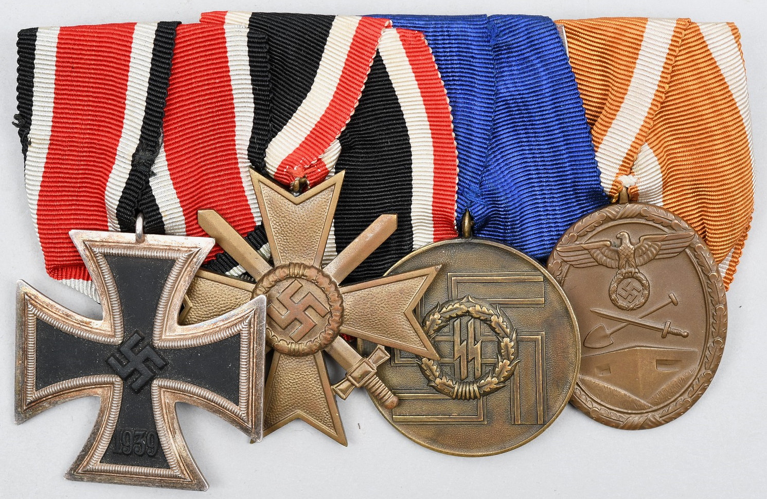 WW2 Four Place Medal Bar For a Waffen-SS Soldier