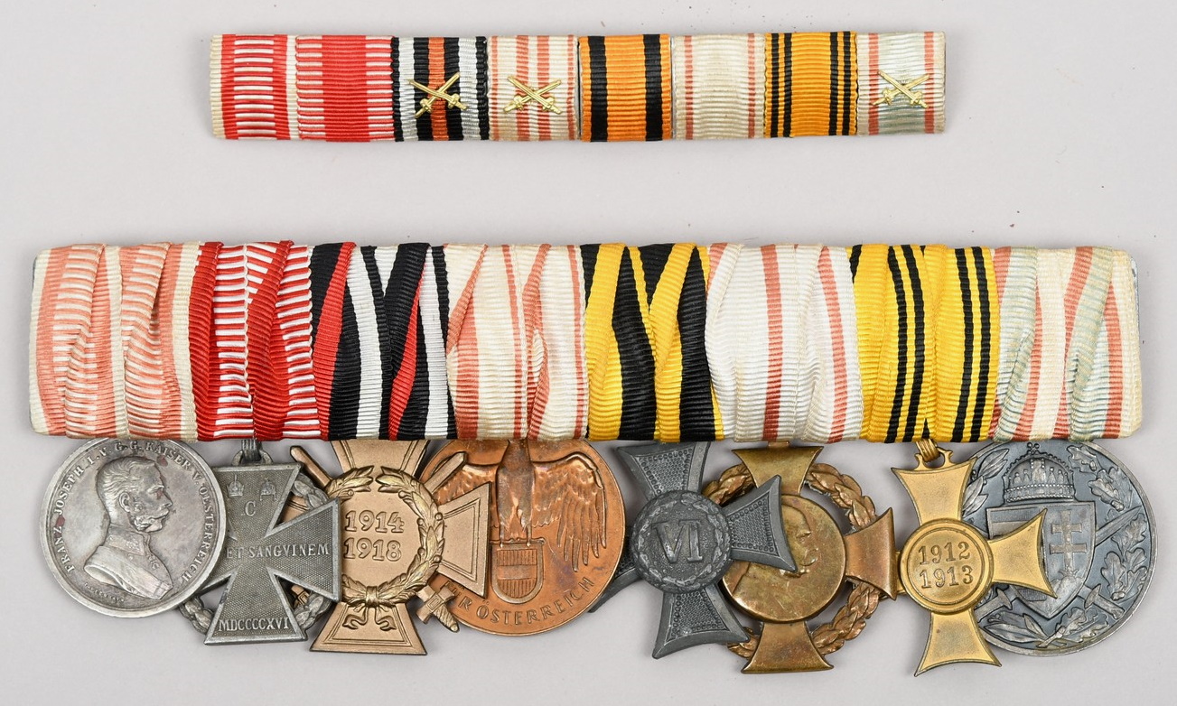 WWI Eight Place Medal And Ribbon Bar Austria/Hungary