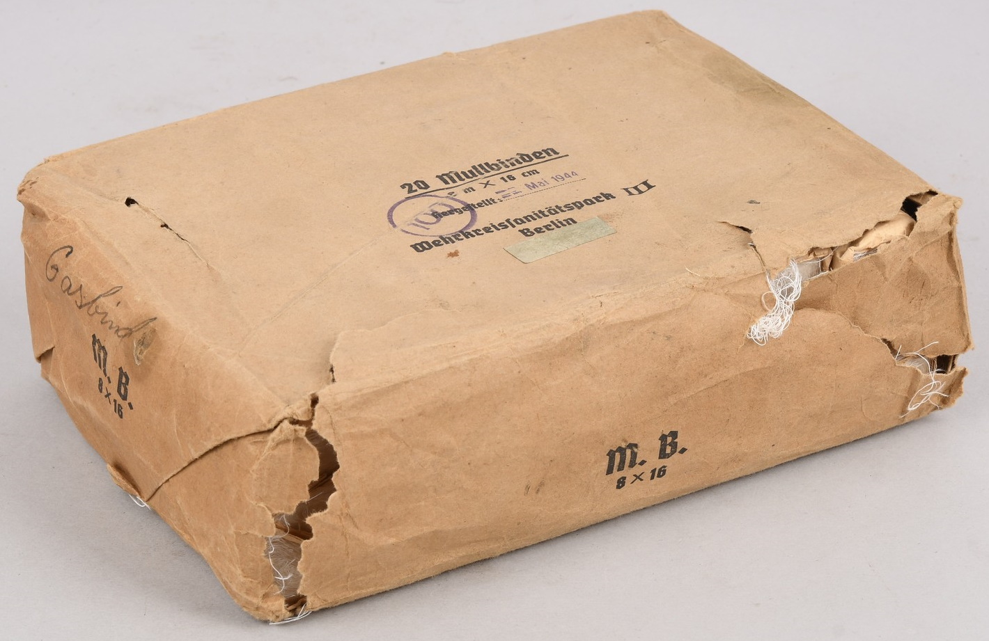 WWII German Large Package of 20 Gauze Bandages, Mullbinden