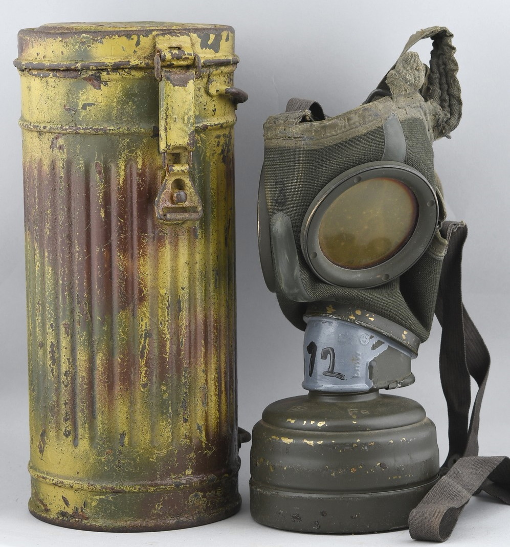 Heer Normandy Camo Painted Canister and Gasmask