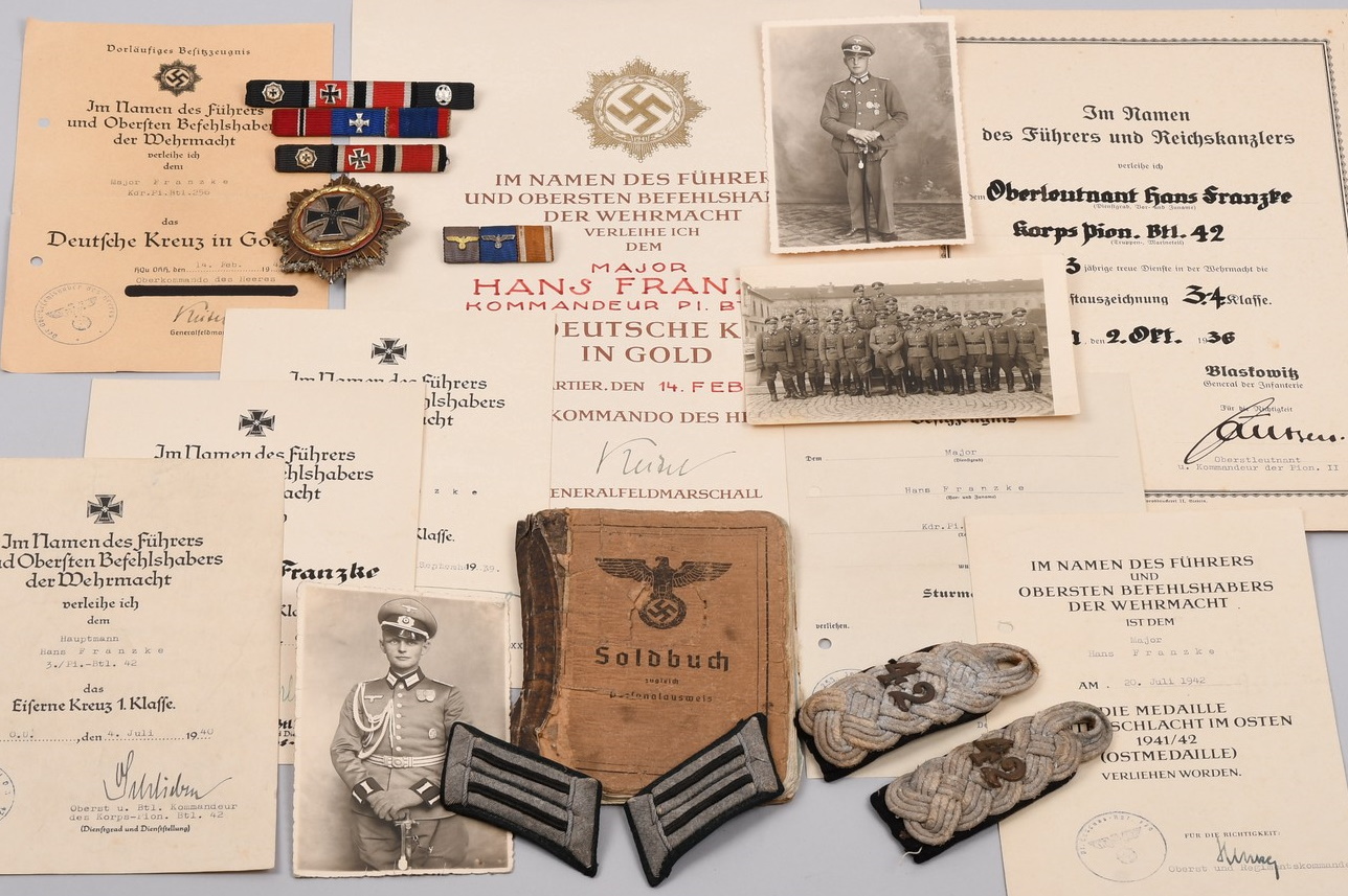 Pioneer Major And DKIG Holder Hans Franzke Dokument And Medal Gr