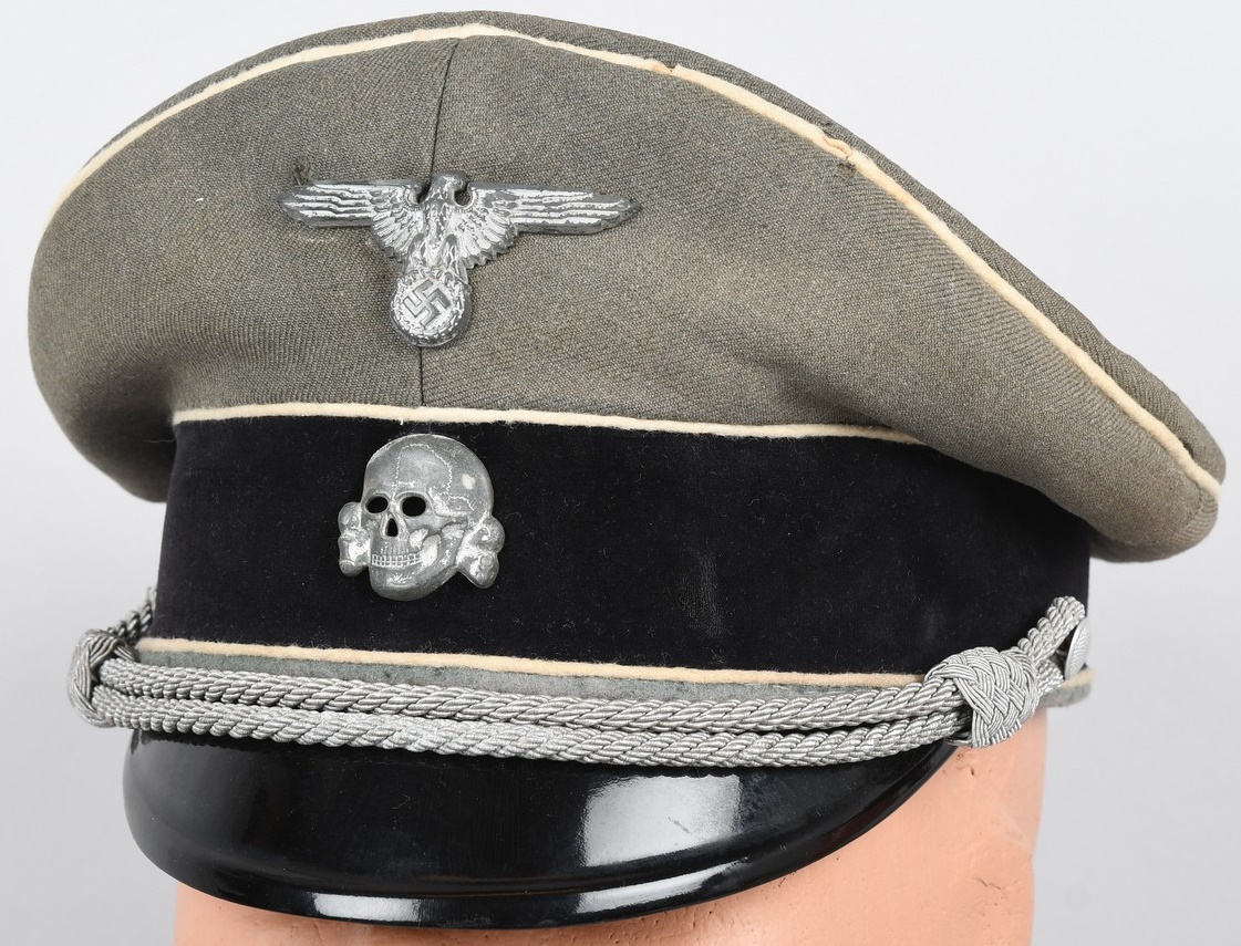Waffen SS Officers White Piped Visor Cap