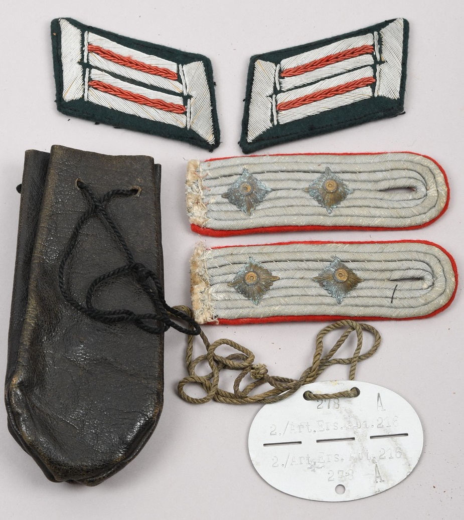 Heer Artillery Hauptmann Insignia And Dog Tag Grouping