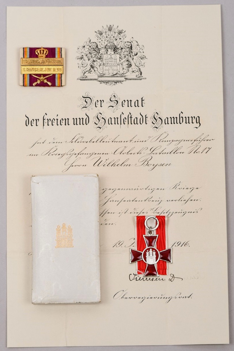 WWI German Hamburg Medal And Document Grouping