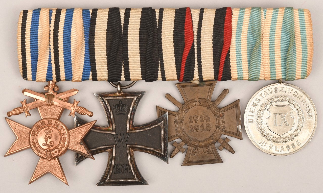 German WWI Bavarian Four Place Medal Bar