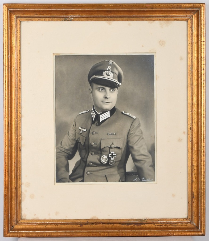 Large Wartime Framed Studio Photo Picturing a Cavalry Officer
