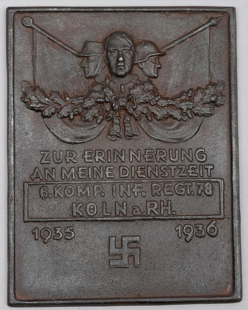 Massive Wall Hanged Plaque, Commemorative Inf REGT 78 6KOMP 1935