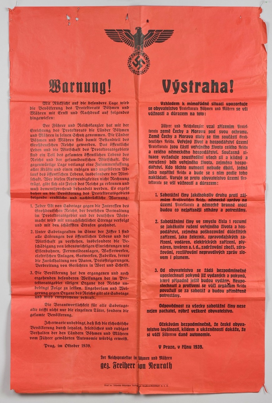 Proclamation Poster Prag 1939