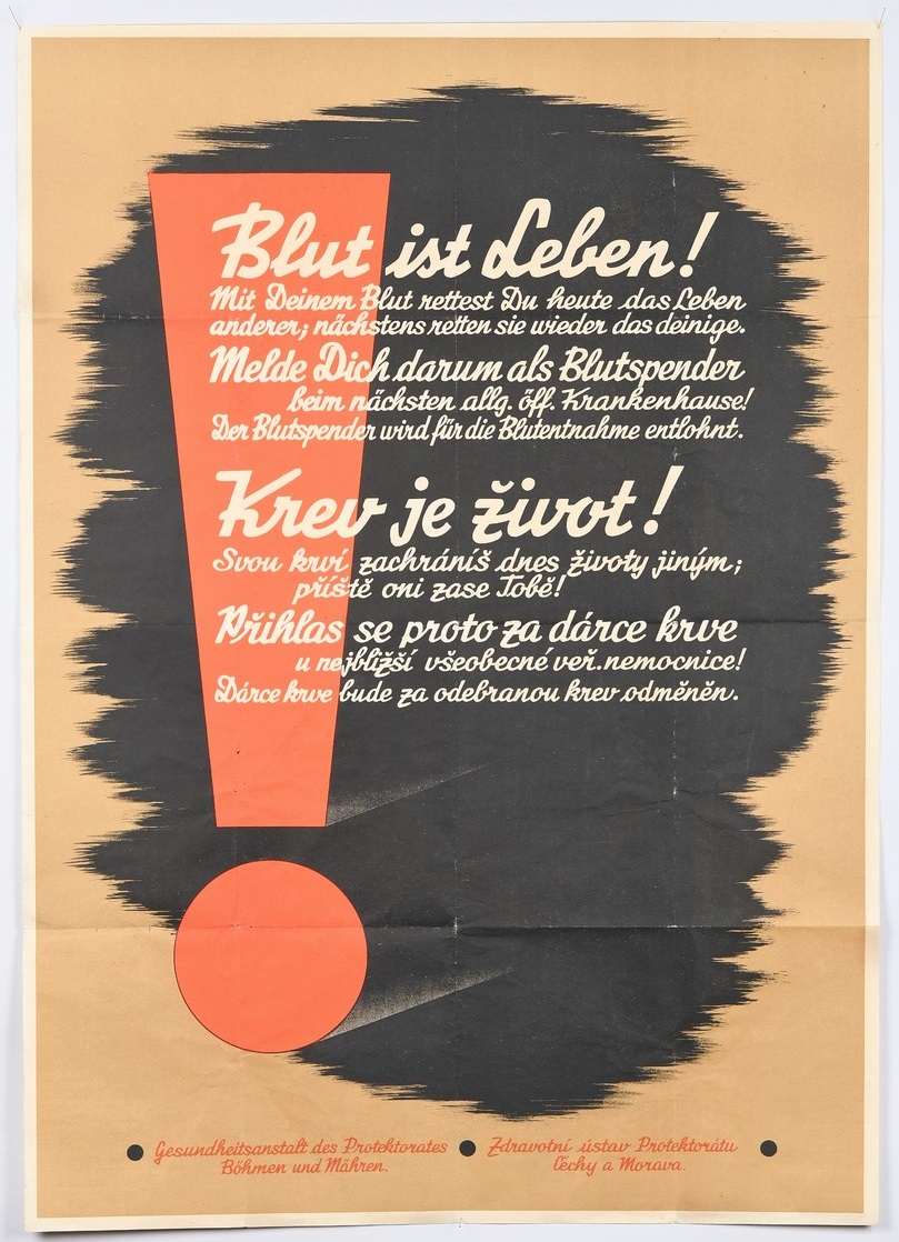 WWII Proclamation &quotBlut Ist Leben!" Poster Böhmen Mähren