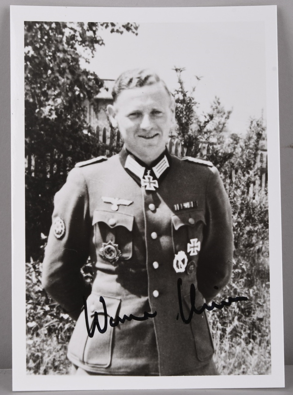 Postwar Signature Major Werner Heine KC Holder Kommandeur 1'st G