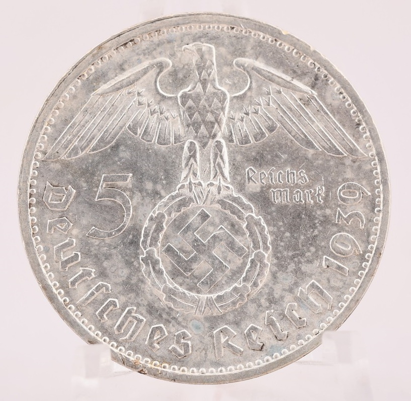 1939 Hindenburg 5 Reichsmark Coin