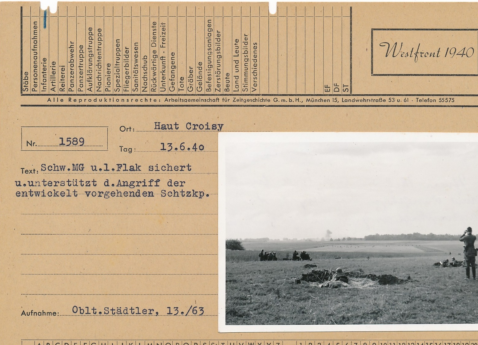 Westfront 1940, Photo with Descripton sheet, Haut Croisy.