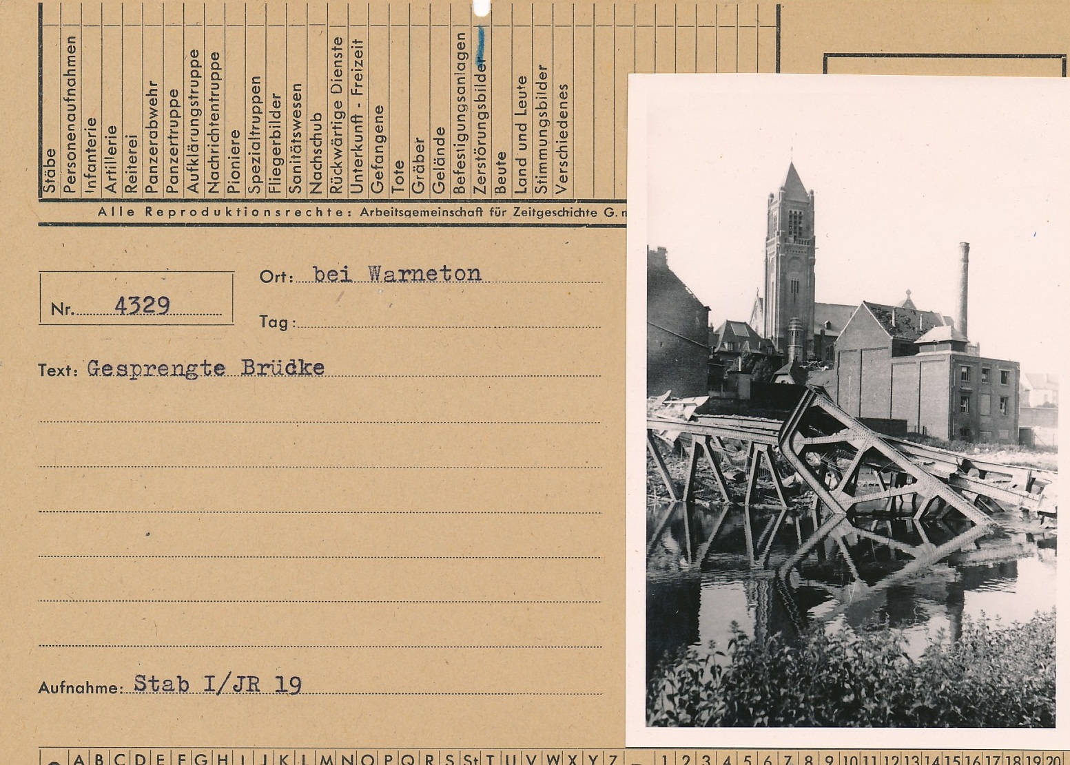 Westfront 1940, Photo with Descripton sheet &quotbei. Warneton&q
