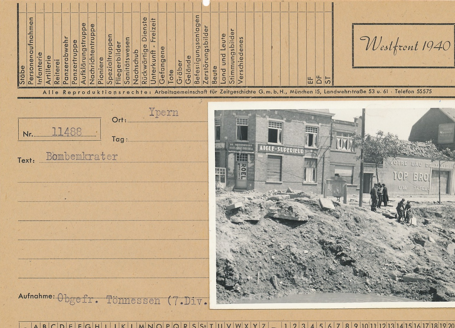 Westfront 1940, Photo with Descripton sheet, Ypern