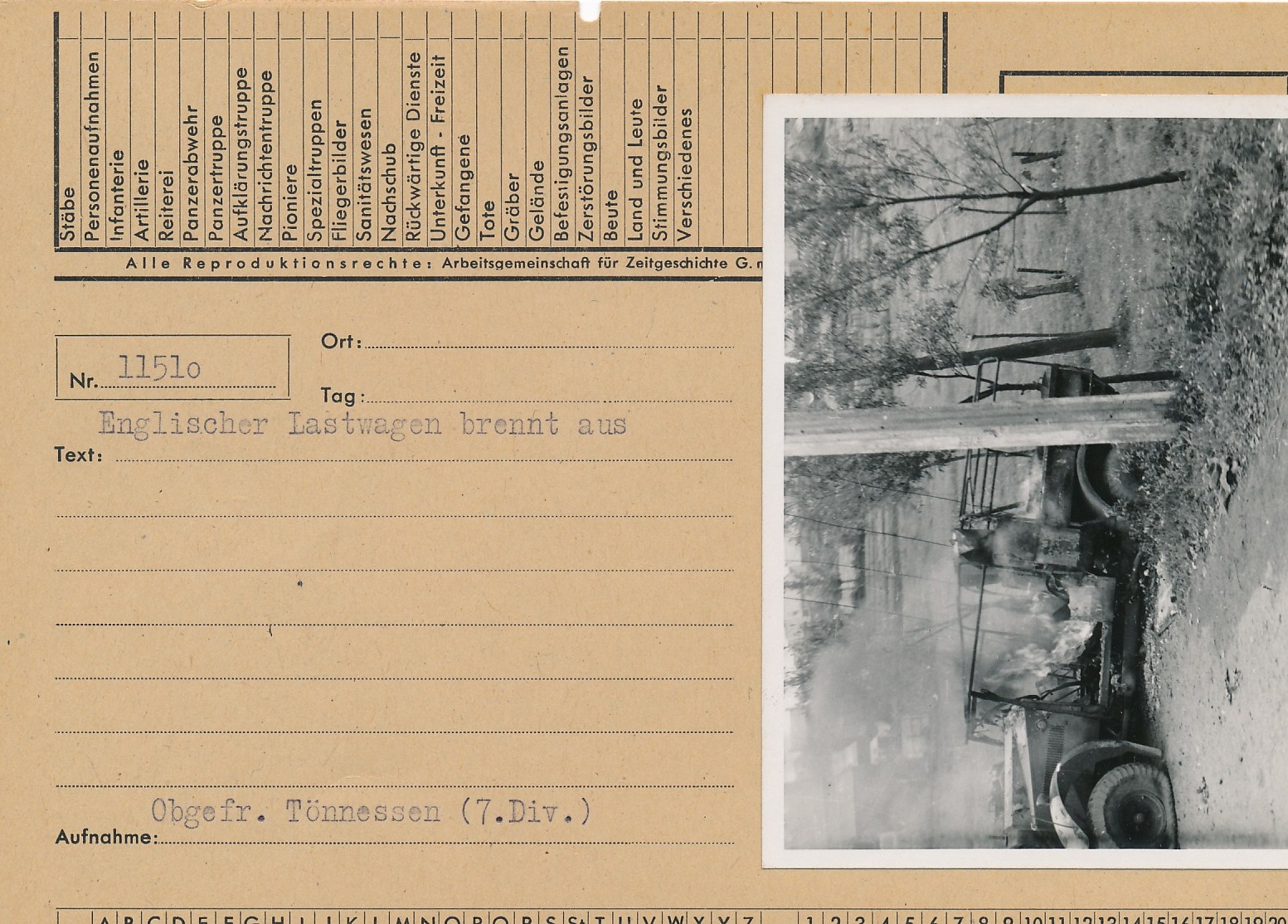 Westfront 1940, Photo with Descripton sheet