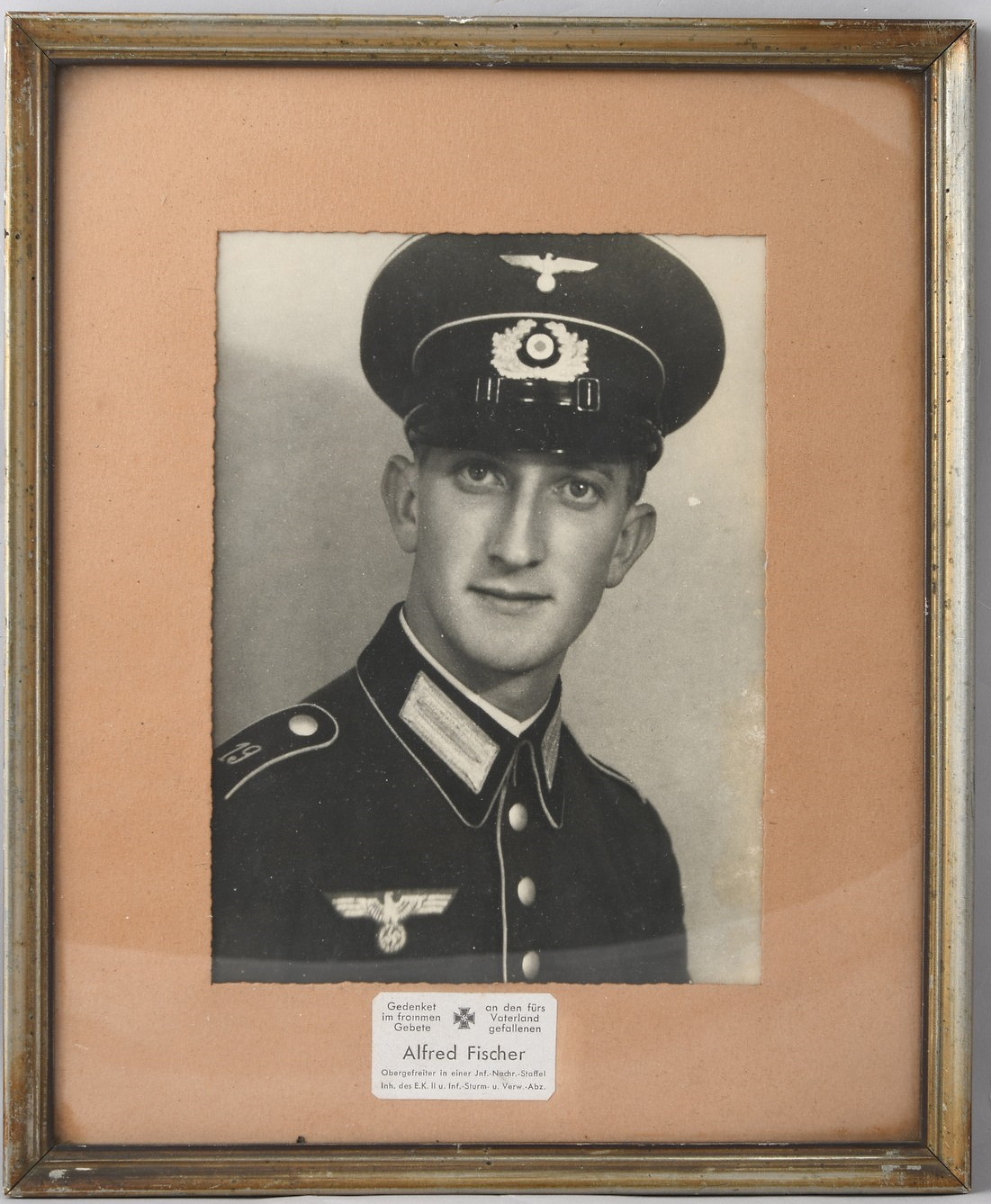 Wartime Framed Obergefr. A. Fischer Studio Portrait Photo