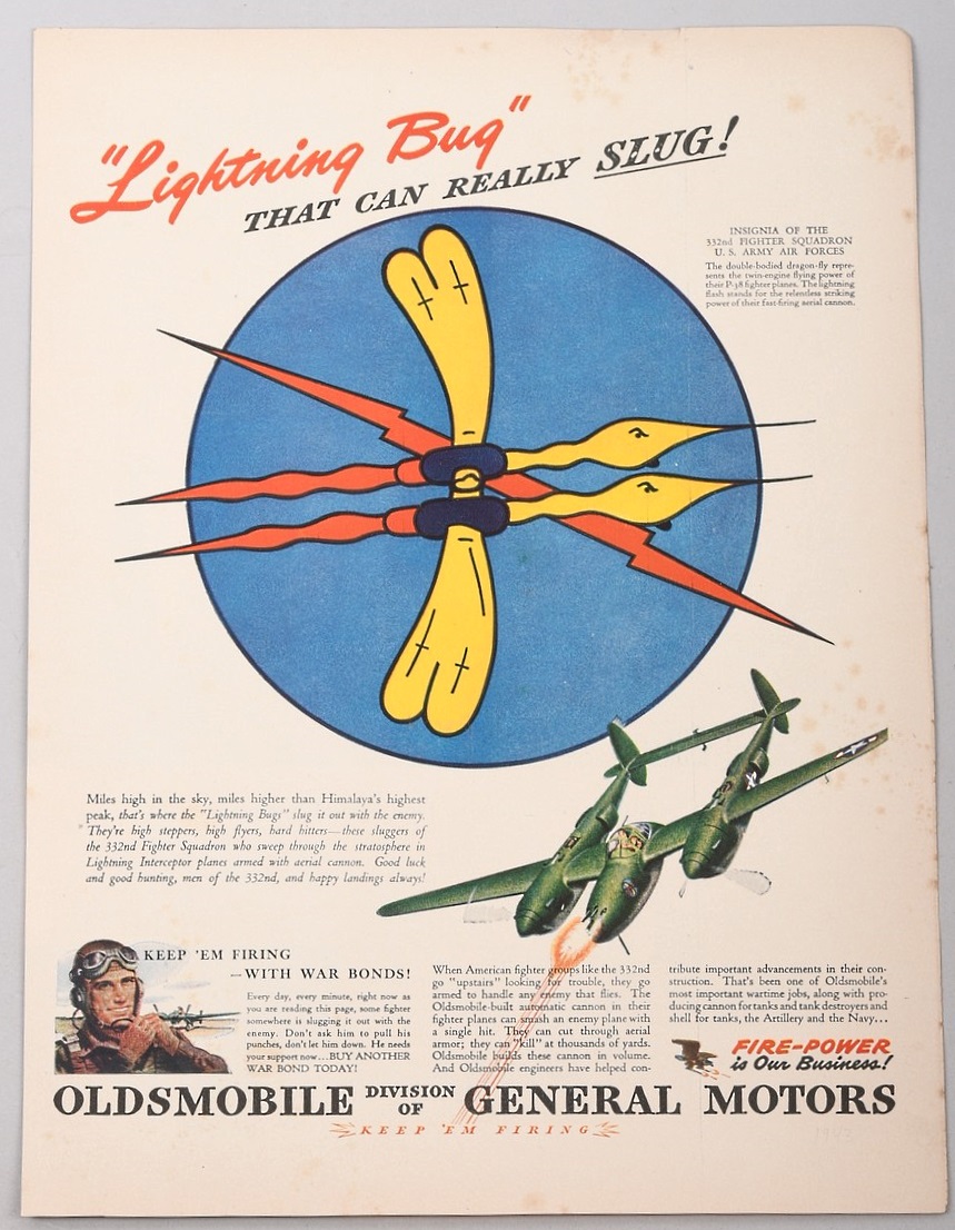 US WWII 1943 USAF 332nd Fighter Squadron Lightning Bug Oldsmobil