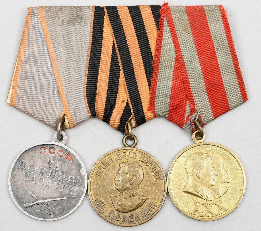 Russia WWII 3 Place Medal Bar With Research