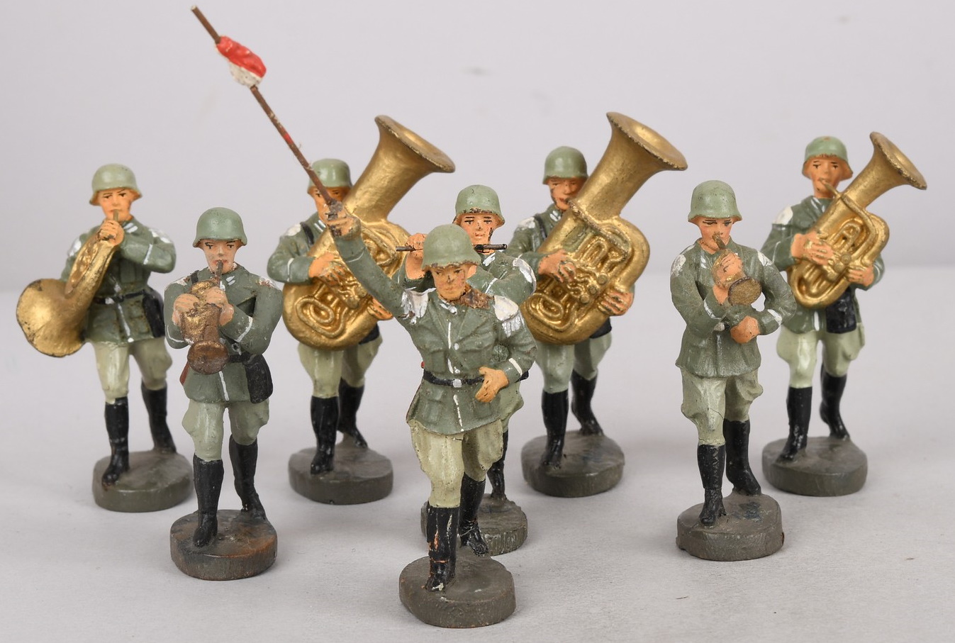 German Elastolin 8 Figures Marching Band Playing Different Instr