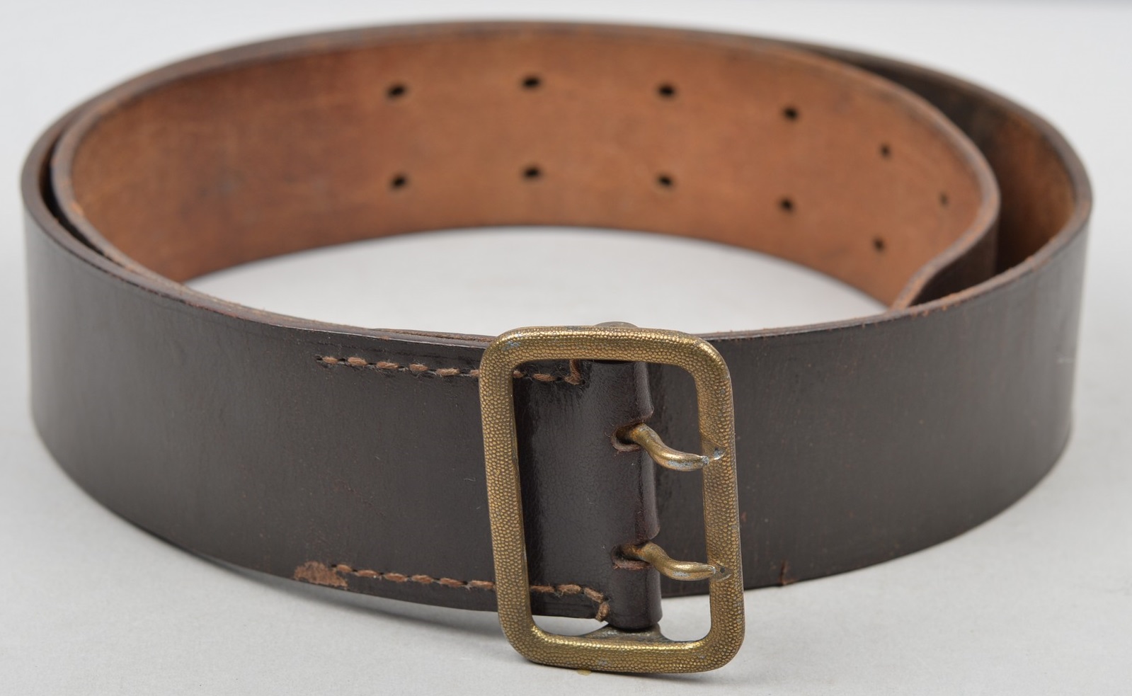 NSDAP/SA Dark Brown Leather Belt and Guilt Doubbleclaw Buckle