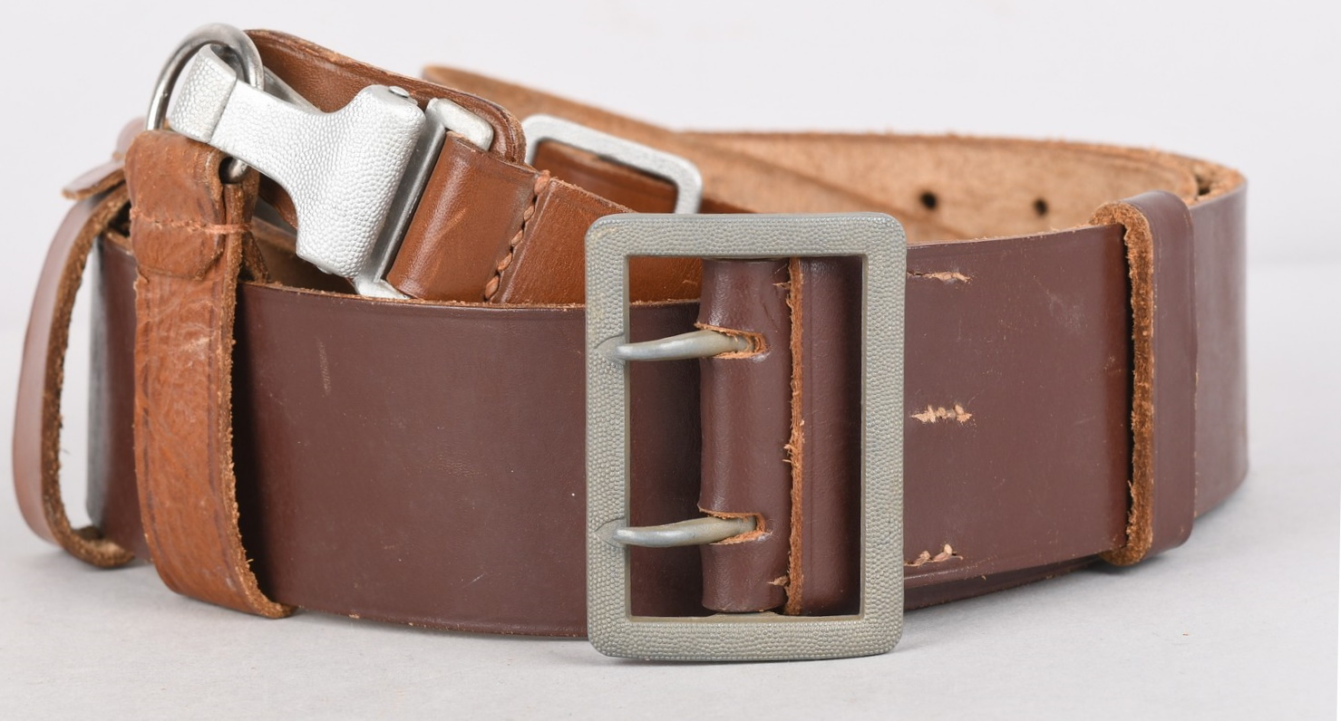 Heer Officers Brown Leather Belt Buckle And Cross Strap